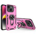 For iPhone 14 Plus Metal Rotating Bracket TPU + PC Magnetic Phone Case(Pink Purple) - 1