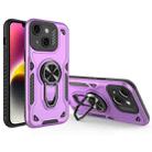 For iPhone 14 Plus Metal Rotating Bracket TPU + PC Magnetic Phone Case(Purple) - 1