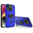 For iPhone 14 Metal Rotating Bracket TPU + PC Magnetic Phone Case(Navy Blue) - 1