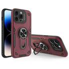 For iPhone 14 Pro Metal Rotating Bracket TPU + PC Magnetic Phone Case(Dark Red) - 1