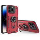 For iPhone 14 Pro Metal Rotating Bracket TPU + PC Magnetic Phone Case(Red) - 1