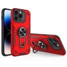 For iPhone 14 Pro Metal Rotating Bracket TPU + PC Magnetic Phone Case(Bright Red) - 1