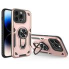 For iPhone 14 Pro Metal Rotating Bracket TPU + PC Magnetic Phone Case(Rose Gold) - 1