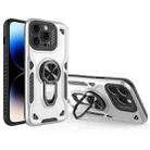 For iPhone 14 Pro Metal Rotating Bracket TPU + PC Magnetic Phone Case(White) - 1