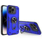 For iPhone 14 Pro Max Metal Rotating Bracket TPU + PC Magnetic Phone Case(Navy Blue) - 1