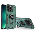 For iPhone 13 Pro Max Metal Rotating Bracket TPU + PC Magnetic Phone Case(Green) - 1