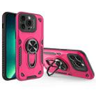 For iPhone 13 Pro Max Metal Rotating Bracket TPU + PC Magnetic Phone Case(Rose Red) - 1