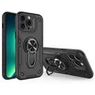 For iPhone 13 Pro Metal Rotating Bracket TPU + PC Magnetic Phone Case(Black) - 1