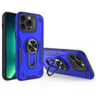 For iPhone 13 Pro Metal Rotating Bracket TPU + PC Magnetic Phone Case(Navy Blue) - 1