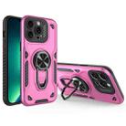 For iPhone 13 Pro Metal Rotating Bracket TPU + PC Magnetic Phone Case(Pink Purple) - 1