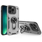 For iPhone 13 Pro Metal Rotating Bracket TPU + PC Magnetic Phone Case(Gray) - 1