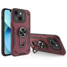 For iPhone 13 Metal Rotating Bracket TPU + PC Magnetic Phone Case(Dark Red) - 1