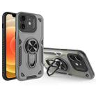 For iPhone 12 Metal Rotating Bracket TPU + PC Magnetic Phone Case(Carbon Grey) - 1