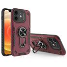 For iPhone 12 Metal Rotating Bracket TPU + PC Magnetic Phone Case(Dark Red) - 1