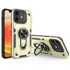 For iPhone 12 Metal Rotating Bracket TPU + PC Magnetic Phone Case(Beige) - 1