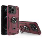 For iPhone 12 Pro Max Metal Rotating Bracket TPU + PC Magnetic Phone Case(Dark Red) - 1