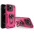 For iPhone 12 Pro Max Metal Rotating Bracket TPU + PC Magnetic Phone Case(Rose Red) - 1