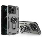 For iPhone 12 Pro Metal Rotating Bracket TPU + PC Magnetic Phone Case(Carbon Grey) - 1