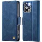 For iPhone 16 Pro AutSpace A11 Side Buckle MagSafe Magnetic RFID Phone Leather Case(Blue) - 1