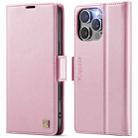 For iPhone 16 Pro AutSpace A11 Side Buckle MagSafe Magnetic RFID Phone Leather Case(Rose Gold) - 1