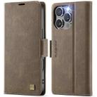 For iPhone 16 Pro AutSpace A11 Side Buckle MagSafe Magnetic RFID Phone Leather Case(Coffee) - 1