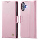 For iPhone 16 Plus AutSpace A11 Side Buckle MagSafe Magnetic RFID Phone Leather Case(Rose Gold) - 1