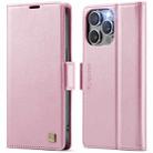 For iPhone 15 Pro Max AutSpace A11 Side Buckle MagSafe Magnetic RFID Phone Leather Case(Rose Gold) - 1
