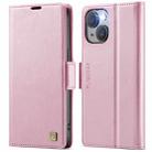 For iPhone 15 Plus AutSpace A11 Side Buckle MagSafe Magnetic RFID Phone Leather Case(Rose Gold) - 1