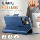 For iPhone 14 AutSpace A11 Side Buckle MagSafe Magnetic RFID Phone Leather Case(Blue) - 3