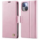 For iPhone 14 AutSpace A11 Side Buckle MagSafe Magnetic RFID Phone Leather Case(Rose Gold) - 1