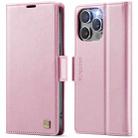 For iPhone 14 Pro AutSpace A11 Side Buckle MagSafe Magnetic RFID Phone Leather Case(Rose Gold) - 1