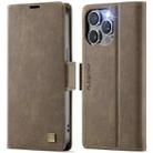 For iPhone 14 Pro AutSpace A11 Side Buckle MagSafe Magnetic RFID Phone Leather Case(Coffee) - 1