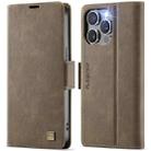 For iPhone 14 Pro Max AutSpace A11 Side Buckle MagSafe Magnetic RFID Phone Leather Case(Coffee) - 1