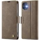 For iPhone 12 / 12 Pro AutSpace A11 Side Buckle MagSafe Magnetic RFID Phone Leather Case(Coffee) - 1