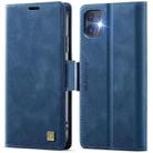 For iPhone 11 AutSpace A11 Side Buckle MagSafe Magnetic RFID Phone Leather Case(Blue) - 1