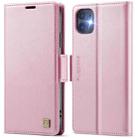 For iPhone 11 AutSpace A11 Side Buckle MagSafe Magnetic RFID Phone Leather Case(Rose Gold) - 1