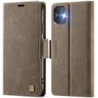 For iPhone 11 AutSpace A11 Side Buckle MagSafe Magnetic RFID Phone Leather Case(Coffee) - 1