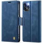 For iPhone 11 Pro AutSpace A11 Side Buckle MagSafe Magnetic RFID Phone Leather Case(Blue) - 1