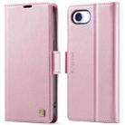For iPhone 16e AutSpace A11 Side Buckle MagSafe Magnetic RFID Phone Leather Case(Rose Gold) - 1