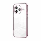 For Redmi K80 Transparent Plating Fine Hole Phone Case(Pink) - 1