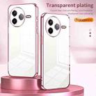 For Redmi K80 Transparent Plating Fine Hole Phone Case(Pink) - 2