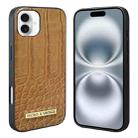 For iPhone 16 VIETAO Alligator Texture PU Phone Case(Brown) - 1