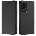 For TCL 50 LE RC01 Dual-Folded Magnetic Suction RFID Leather Phone Case(Black) - 2