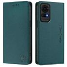 For TCL 50 LE RC01 Dual-Folded Magnetic Suction RFID Leather Phone Case(Dark Green) - 2