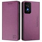 For TCL 50 SE RC01 Dual-Folded Magnetic Suction RFID Leather Phone Case(Violet) - 2