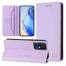 For TCL 40 SE RC01 Dual-Folded Magnetic Suction RFID Leather Phone Case(Light Purple) - 1