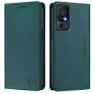 For TCL 40 SE RC01 Dual-Folded Magnetic Suction RFID Leather Phone Case(Dark Green) - 2