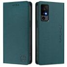 For TCL 40 R 5G RC01 Dual-Folded Magnetic Suction RFID Leather Phone Case(Dark Green) - 2