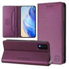 For TCL 30T / T603DL RC01 Dual-Folded Magnetic Suction RFID Leather Phone Case(Violet) - 1