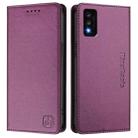 For TCL 30T / T603DL RC01 Dual-Folded Magnetic Suction RFID Leather Phone Case(Violet) - 2